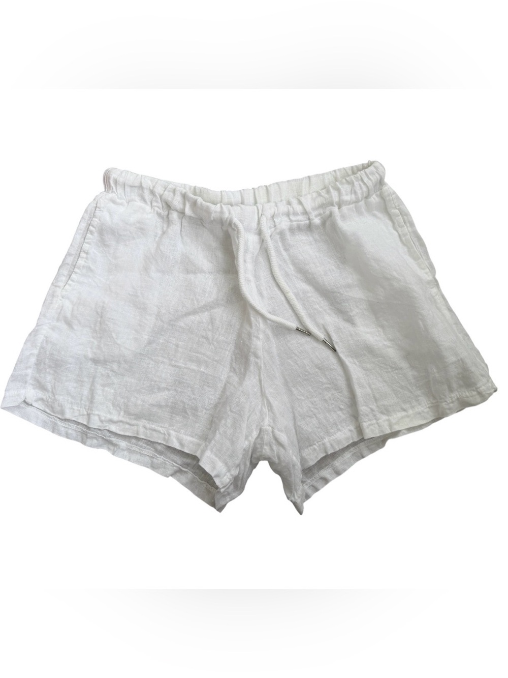 ASTRID White Linen Shorts - - Picture 2 of 7